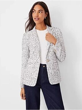 Ann Taylor Black/White Multi The Hutton Blazer in Tweed